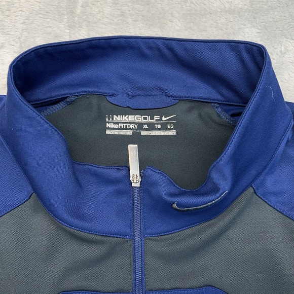 Nike Golf Pullover Mens XL Dri-Fit Standard Fit Long Sleeve Quarter Zip Blue‎ - Picture 2 of 9